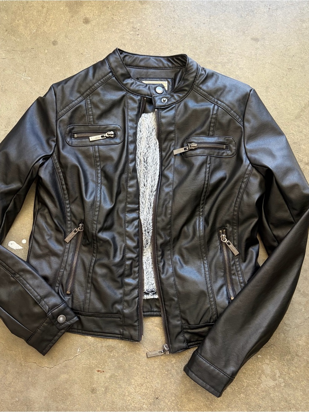 Classic Black Faux Leather Jacket - Women
